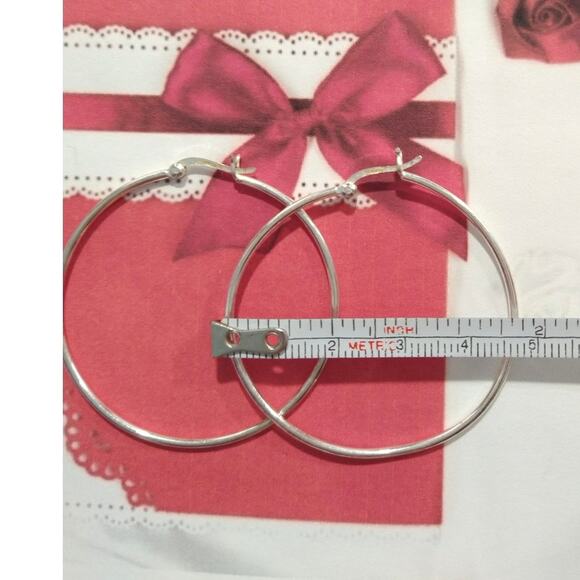 IBB TH 925 Sterling Silver Round Hoop Huggie Earrings Large Classic Signed Lot - Picture 3 of 7